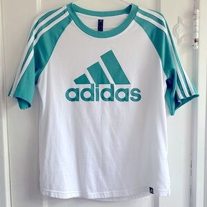 Adidas Green & White Logo Graphic Tee | Size Medium